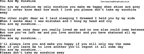 View You Are My Sunshine Song Lyrics