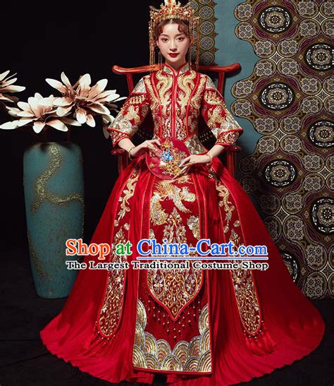 Chinese Traditional Wedding Costumes Ancient Bride Embroidered Dress