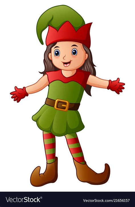 Cartoon Christmas Elf Presenting Royalty Free Vector Image Christmas