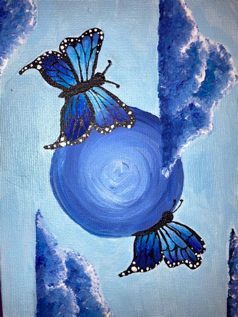 Butterfly Dream Blue Sky Bluemoon Acrylic Acrylicart Blue Moon