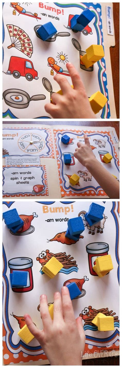 Scholastic fun with phonics rhyming words short & long vowels. Bump! Free Printable CVC Game for Kindergarten (With ...