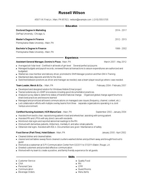 Bureau of labor statistics predicts 118,800 new jobs in these fields between now and 2024. Assistant General Manager Resume Examples and Tips - Zippia