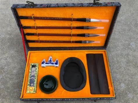 VINTAGE ASIAN JAPANESE Chinese Korean Calligraphy Set Study Writing Box