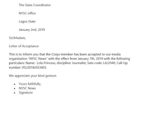 Nysc Acceptance Letter A Complete Guide For Corps Members Nysc 2023