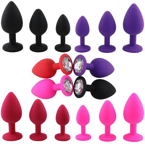 Sml Silicone Female Soft Anal Butt Plug Vaginal Anus With Crystal
