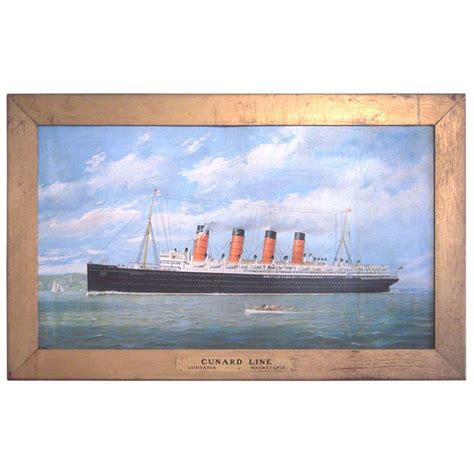 Cunard Mauretania Advertising Print In Original Frame Cunard Line