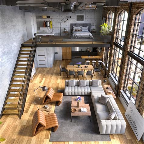 Premium Photo Industrial Style Loft Apartment With Arch Windows And