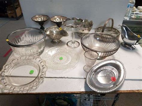 Assorted Silver Like Items Glassware Trice Auctions