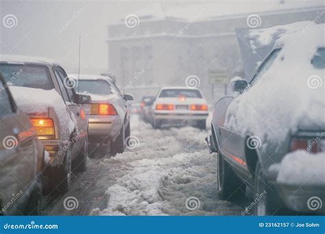 Winter Traffic Stock Image Image Of Snow Slushy Light 23162157