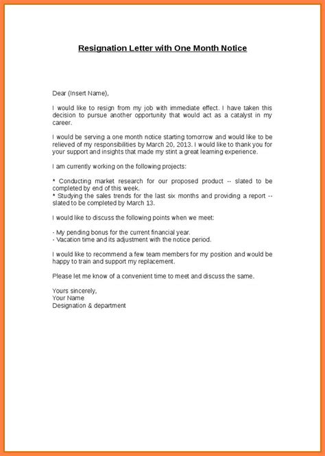 Resignation Letter One Week Notice Period Mletr