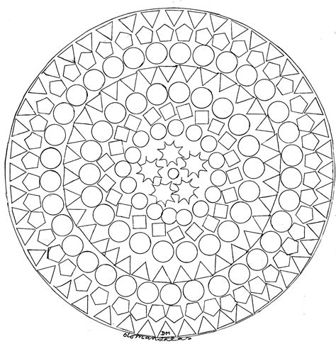 Hand Drawn Mandala With Circles And Squares Mandalas With Geometric