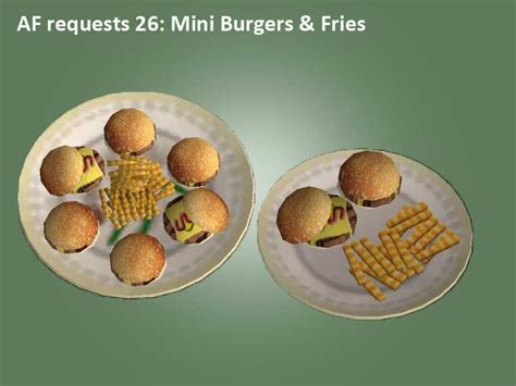 Modthesims Af Requests 26 Mini Burgers And Frieschicken Nuggets