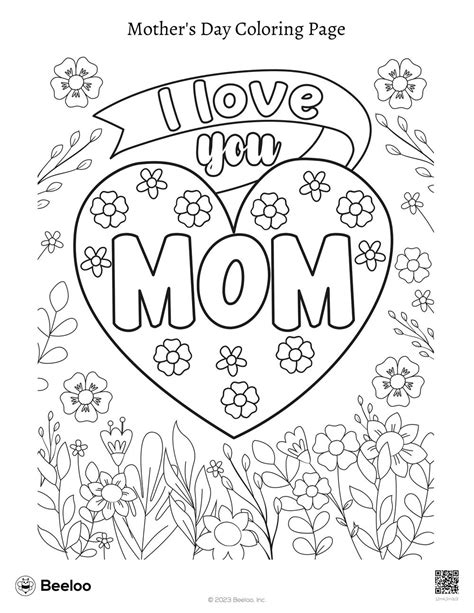 Mothers Day Themed Coloring Pages Beeloo Printable Crafts And