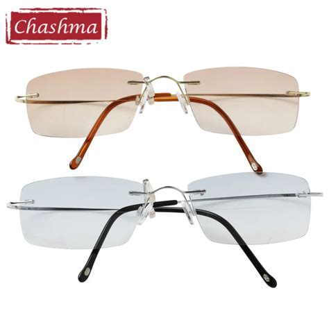 chashma brand quality frames women and men rimless frame titanium eyeglasses tint colored