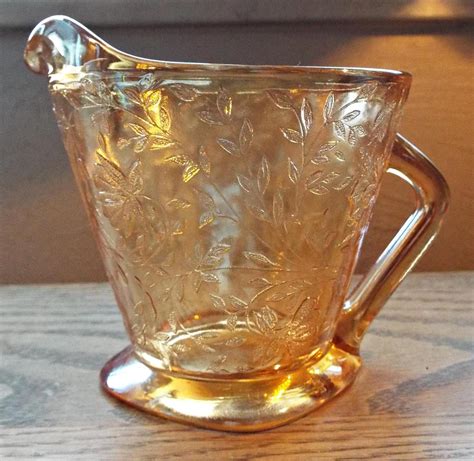 Vintage Jeannette Glass Iridescent Floragold Creamer In The Etsy
