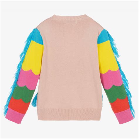 Stella Mccartney Kids Girls Pink Knitted Parrot Sweater Childrensalon