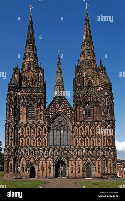 Main Façade Of Lichfield Cathedral Decorated Style English Gothic