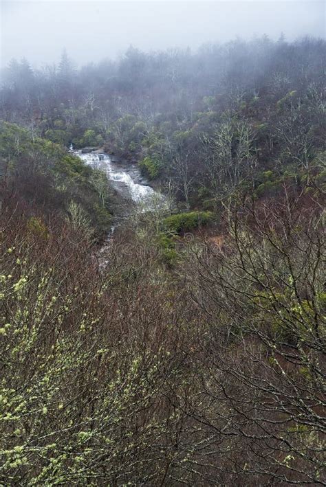 Blue Ridge Mountain Waterfall And Fog Bank Stock Photo Image Of