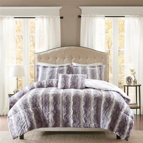 Madison Park Zuri Faux Fur Comforter Set Gray 10080668 Hsn