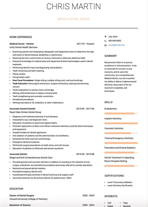 Medical Doctor Cv Examples And Templates Visualcv