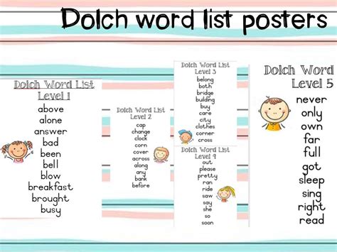Dolch Word List Posters • Teacha
