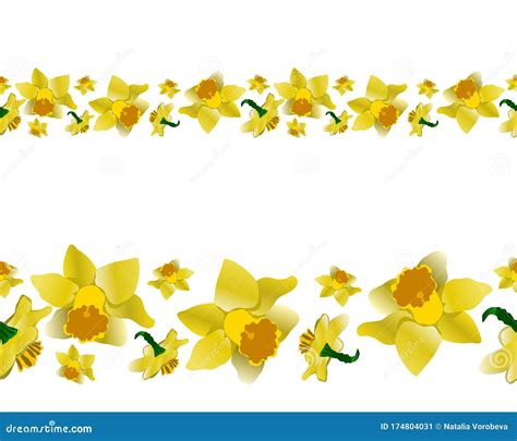 Spring Yellow Daffodils Endless Banner Stock Illustration
