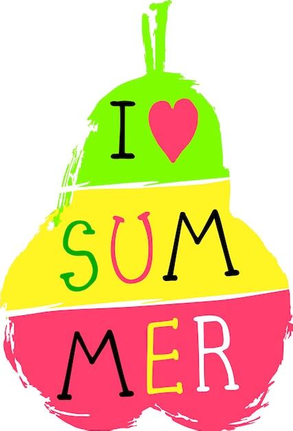 Premium Vector Beautiful Summer Poster With Pear Handwritten Text