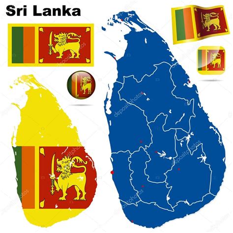Sri Lanka Vector Set Detailed Country Shape With Region Borders