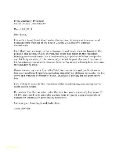 Sample Letter Of Resignation From Hoa Board Directorship