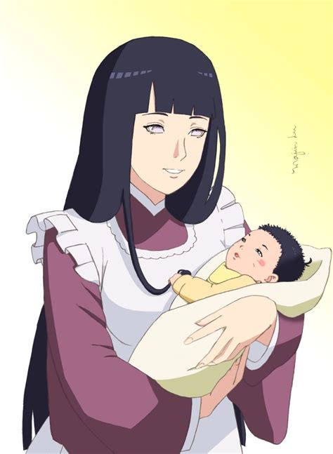 Hinata Uzumaki y Himawari recién nacida