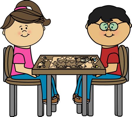 Children Putting Puzzle Together Clip Art - Children Putting Puzzle