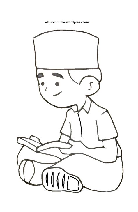 Mewarnai Gambar Animasi Anak Muslim Mewarnai Muslim Kartun Islami