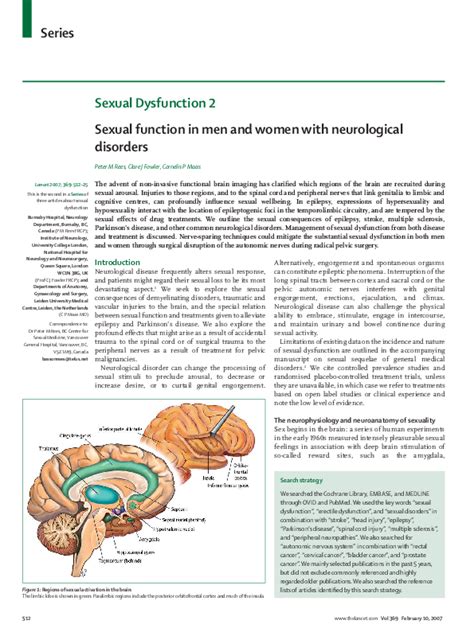 Pdf Sexual Function In Men And Women With Neurological Disorders Clare Fowler