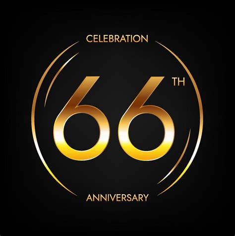 66th Anniversary Sixty Six Years Birthday Celebration Banner In Bright Golden Color Circular