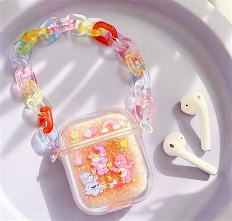 Cute Airpods Case with Keychain | Cute gummy Care Bears AirPods Case
