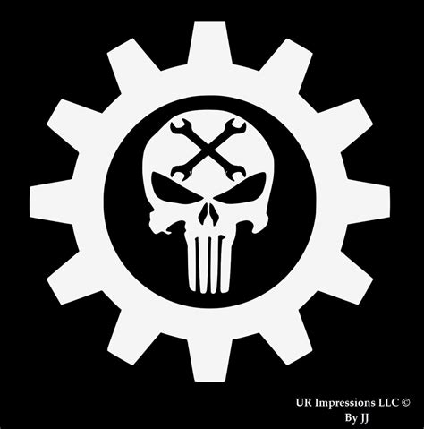 Gear Head Punisher Skull Decal Vinyl Sticker Graphics Ur Impressions Llc