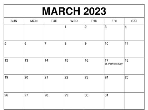 March 2023 Calendar Printable Template Artofit