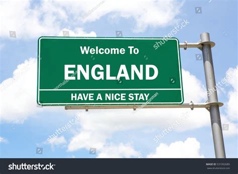 Green Overhead Road Sign Welcome England Stock Photo Edit Now 531992689