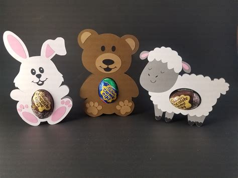 FREE SVG File Easter Candy Holders Bunny Bear Lamb | Candy holder diy