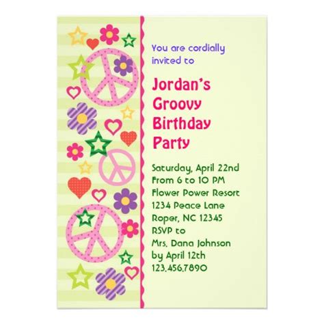 Retro Groovy Birthday Party Invitation 5 X 7 Invitation Card Zazzle