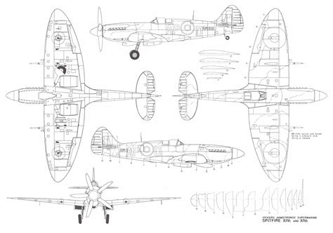 Spitfire Blueprint Design Model Airplanes Aircraft Design