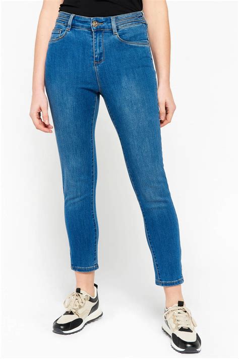 Lolaliza Cropped Skinny Jeans Medium Blue Denim Wehkamp