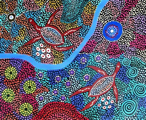 New Stunning Aboriginal Art On Canvas Turtle Country In Acrylics Coa