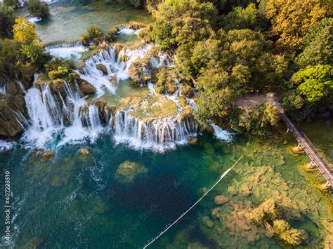 Amazing Nature Landscape Aerial View Of The Beautiful Waterfall