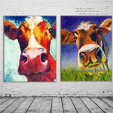 New 2019 Handmade Modern Mural Picture On Canvas Wall Art Cow Painting