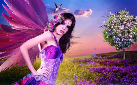 âœ°purple Butterfly Fairy In Springâœ° Hd Desktop
