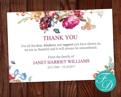Funeral Thank You Cards Floral Funeral Thank You Cards Memorial