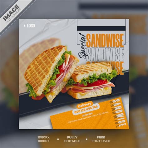 Premium Psd Spicy And Delicious Sandwich Menu Social Media Banner