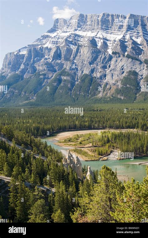 The Hoodoos And Bow River In Banff Alberta Canada Stock Photo Alamy