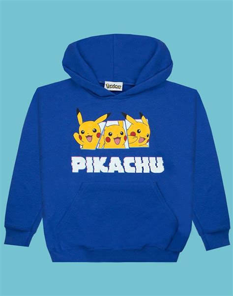 Pokemon Pikachu Character Boys Kids Childrens Blue Hoodie Jumper Ebay
